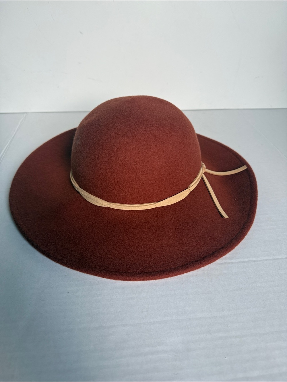 Janie and Jack Brown Felt Floppy Hat with Tan Bow Trim